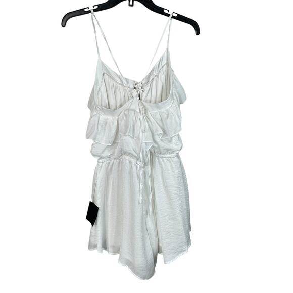 Lulus Large Meant to Be Satin Romper Ruffled Adjustable Spaghetti Straps Lined - Picture 7 of 11